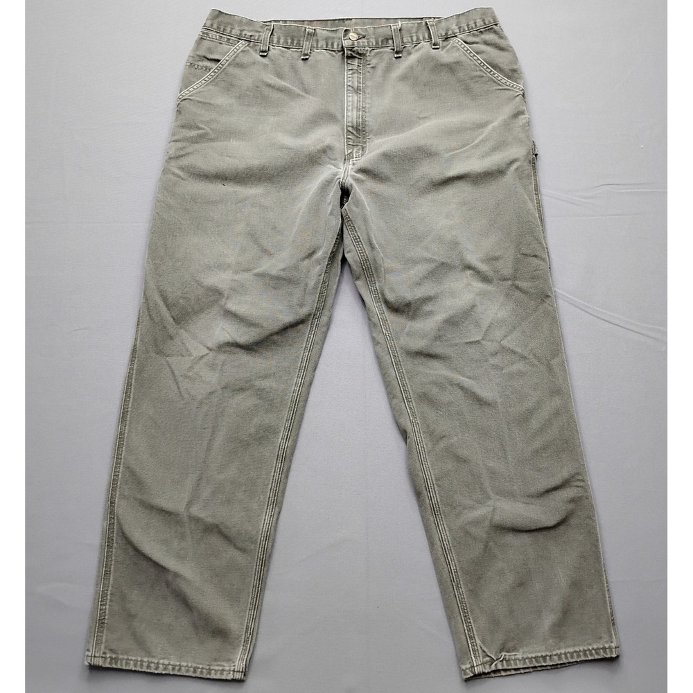 Carhartt Mens Loose Fit Carpenter Pants Olive Green Canvas B11 MOS 44x32